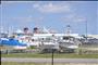 Boats in Harbor with Cruise ship in Background Cocoa Beach Florida
